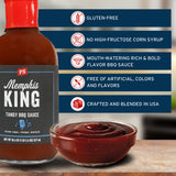 PS Seasoning Memphis King Tangy BBQ Sauce - Smoky, Sweet and Tangy All-Purpose Sauce for Marinating, Glazing, Basting, Dipping - Great on Ribs
