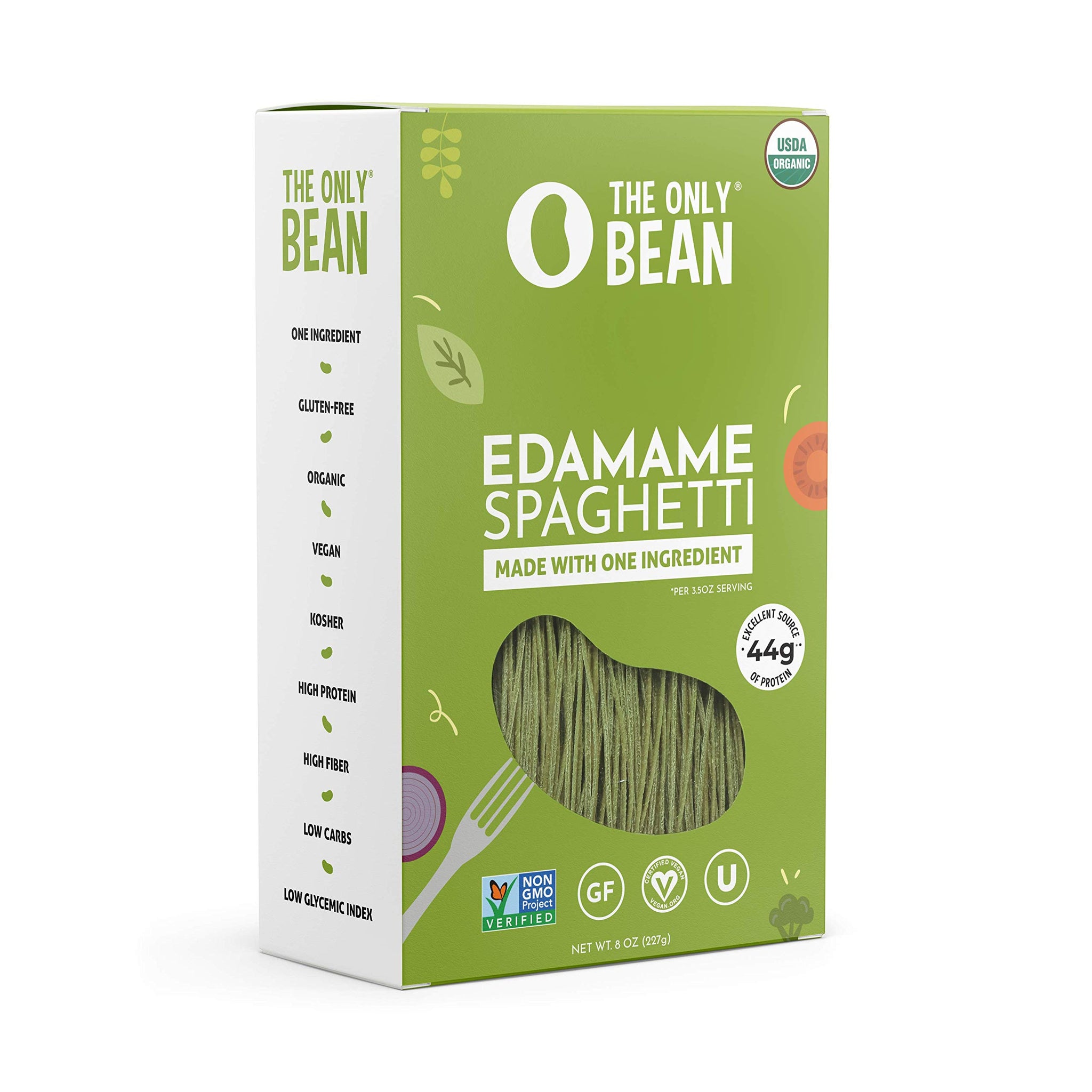 The Only Bean - Organic Edamame Spaghetti Pasta - High Protein, Keto Friendly, Gluten-Free, Vegan, Non-GMO, Kosher, Low Carb, Plant-Based Bean Noodles
