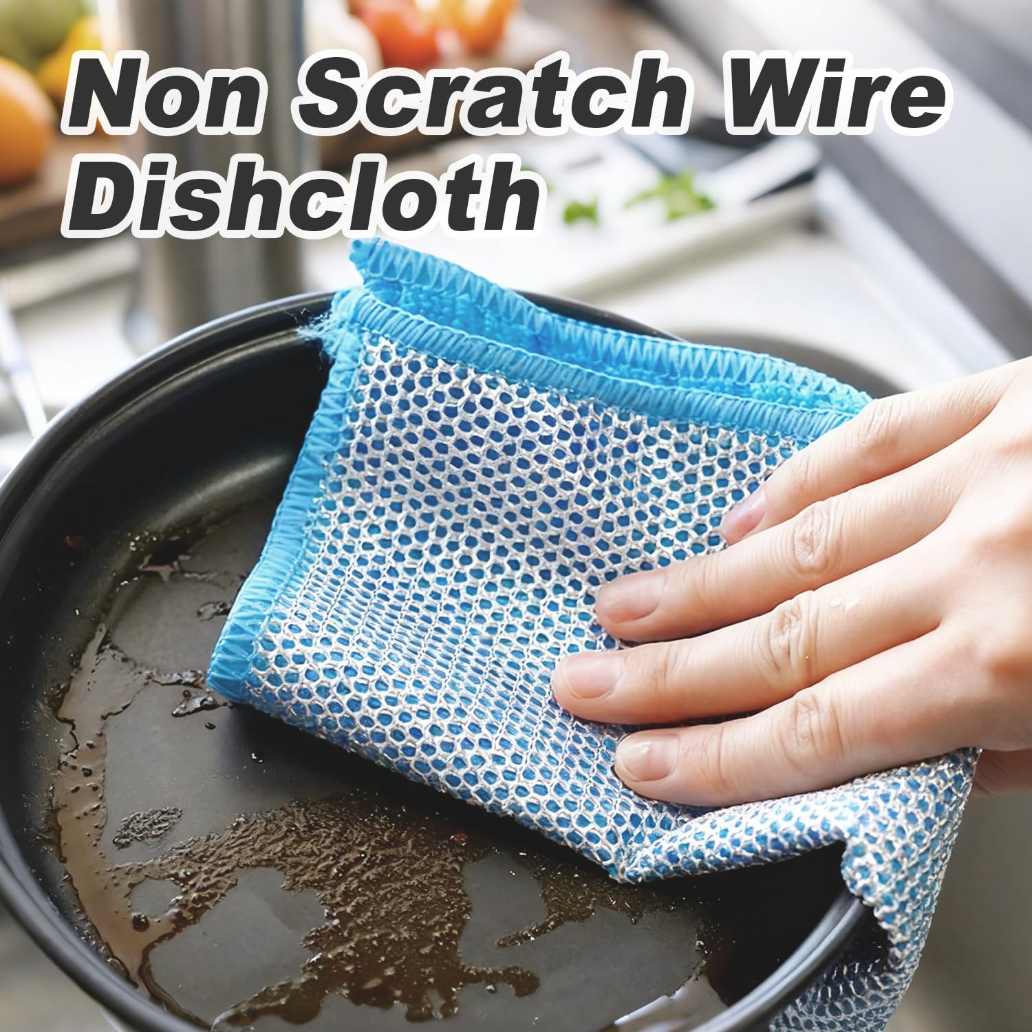 20 pcs Multipurpose Wire Dishwashing Rags, Upgraded 2-Layer Non-Scratch Metal Wire Dish Cloths for Wet/Dry Use, Reusable for Kitchen & Cookware, Sinks
