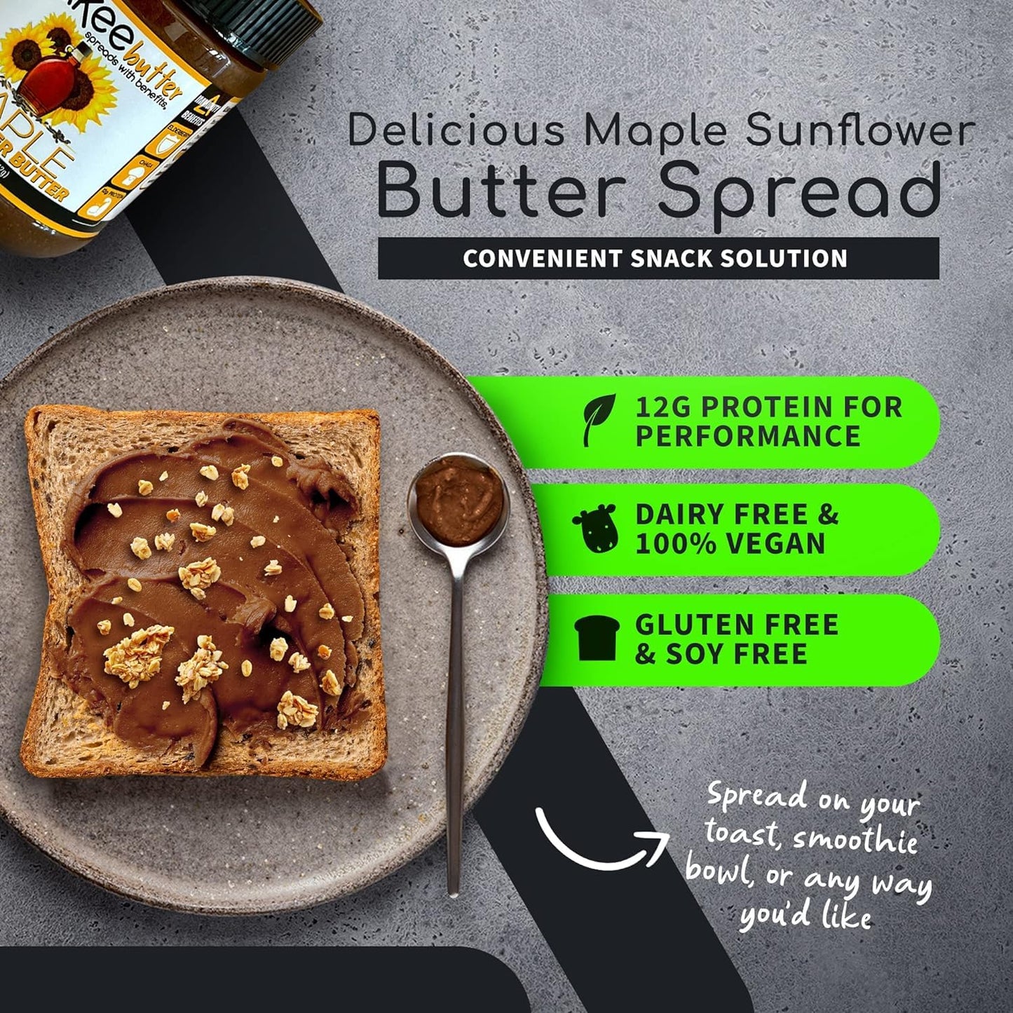 Nakee Butter: Maple Sunflower Vegan Butter, High Daily Protein Nut Spread with 12g Protein, Immune Boosting Blend with Cinnamon, Ginger, Elderberry