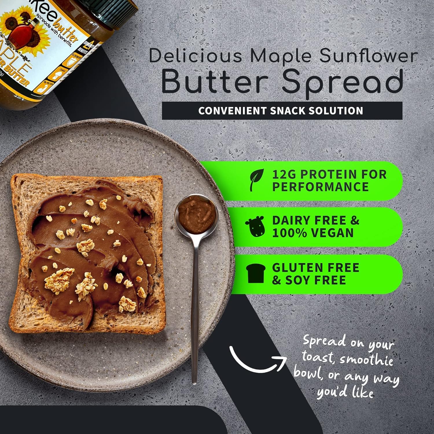 Nakee Butter: Maple Sunflower Vegan Butter, High Daily Protein Nut Spread with 12g Protein, Immune Boosting Blend with Cinnamon, Ginger, Elderberry