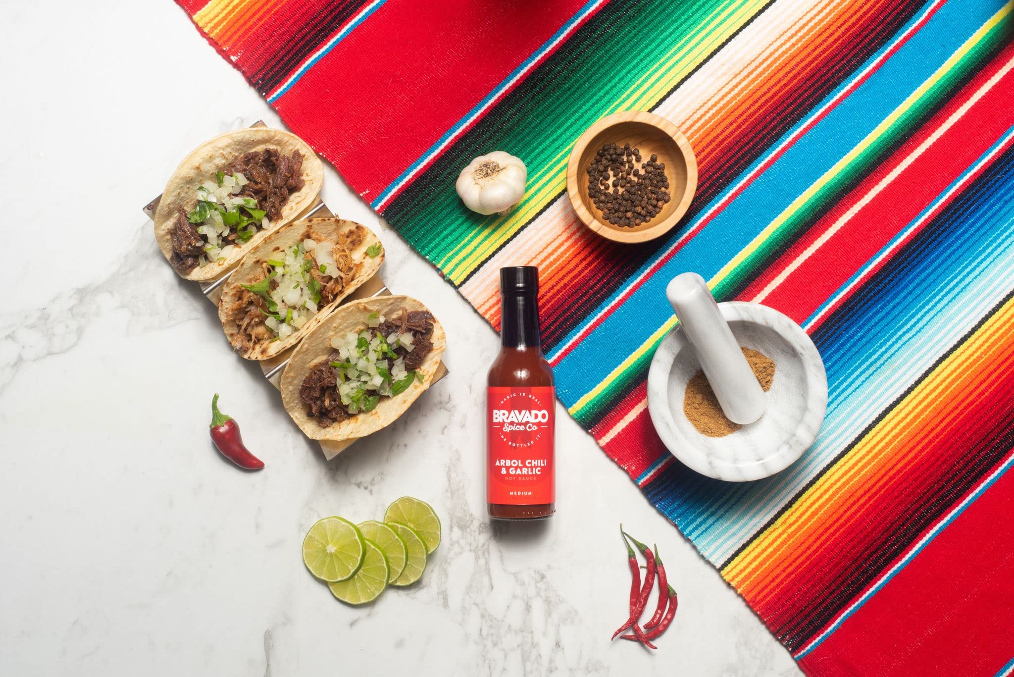 Arbol Chili and Garlic Hot Sauce By Bravado Spice Gluten Free, Vegan, Low Carb, Paleo Hot Sauce All Natural 5 oz Hot Sauce Bottle Award Winning