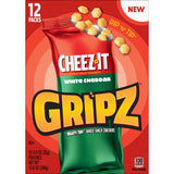 Gripz Mini Cheese Crackers, Kids Snacks, Baked Snack Crackers, Cheez-It White Cheddar, 10.8oz Box (12 Pouches)