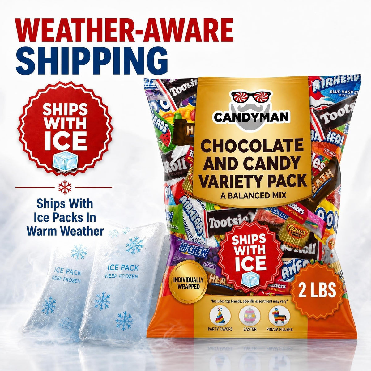 Candyman Candy Variety Pack, 2 lb Bulk Chocolate Candy