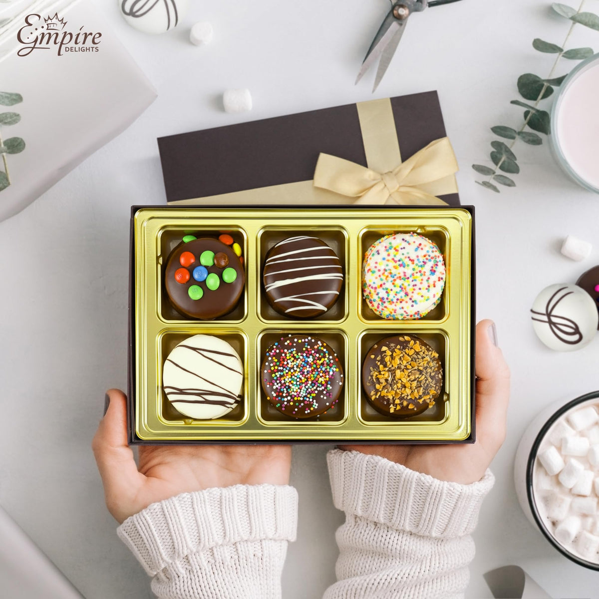 Gourmet Cookies Gift Basket - Delicious Chocolate Gift Basket Great for Birthday Treats for Women and Men - Fancy Chocolate Covered Cookies