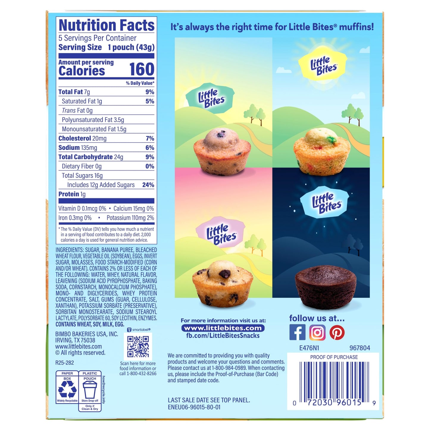 Little Bites Banana Muffins, 5 individual packs, (1.5 oz each), Made with Real Banana Mini Muffins, 7.5 oz Multipack