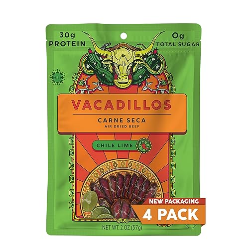 Vacadillos - High Protein Carne Seca | 30g Protein, Sugar Free, Carbs Free, Gluten Free, Dairy Free, Keto & Paleo Friendly | Mexican Inspired Beef