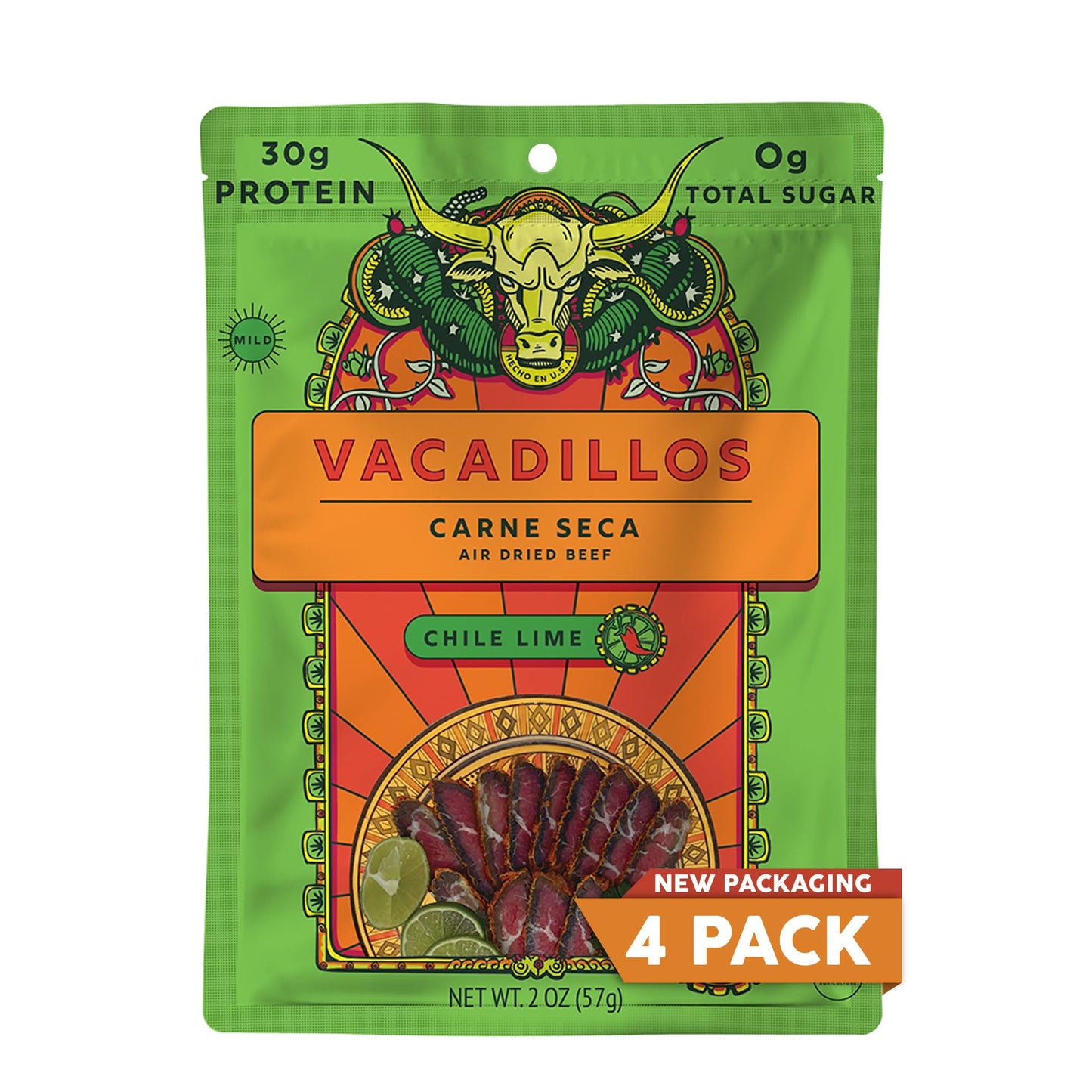Vacadillos - High Protein Carne Seca | 30g Protein, Sugar Free, Carbs Free, Gluten Free, Dairy Free, Keto & Paleo Friendly | Mexican Inspired Beef