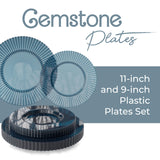 Exquisite 40 Piece Plastic Disposable Plates Set For 20 Guests I 20 X 9 Inch & 20 X 11 Inch Disposable Plastic Plates | Color: Blue | Great