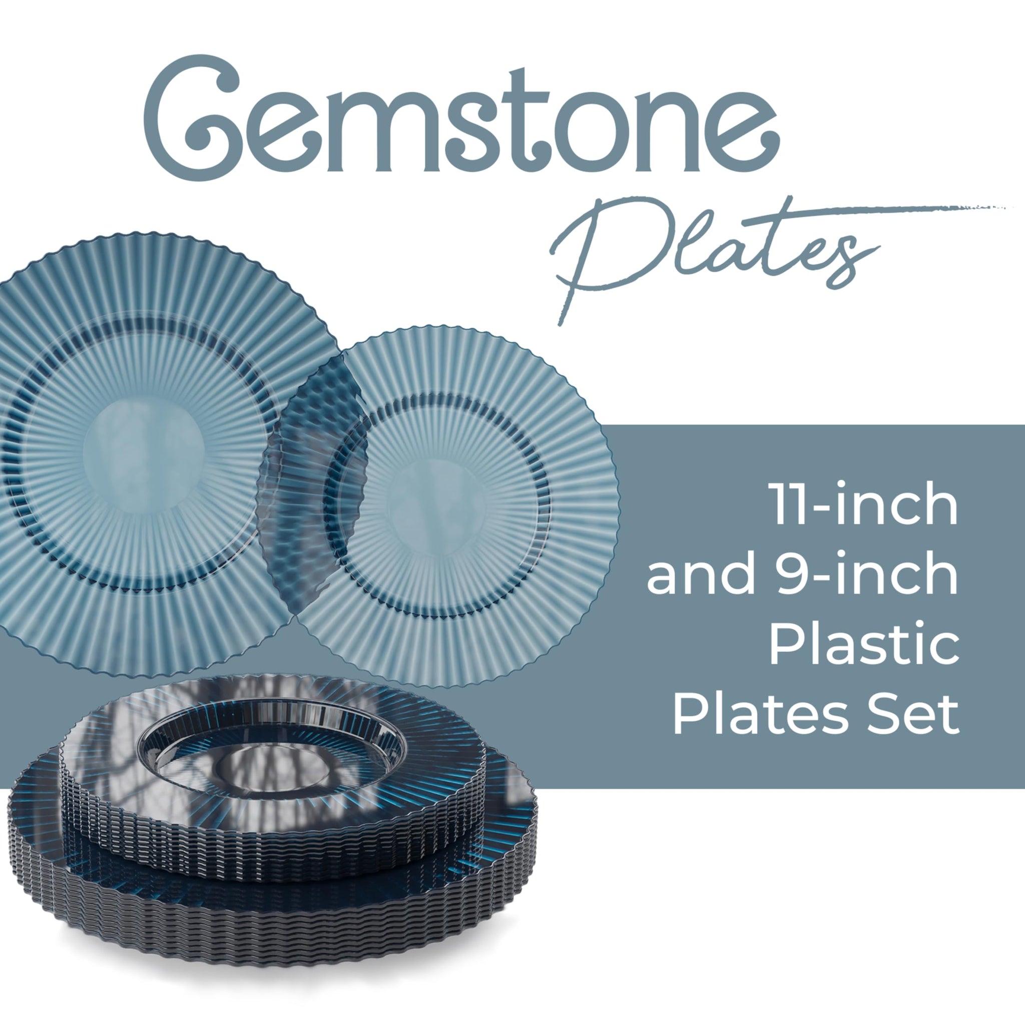 Exquisite 40 Piece Plastic Disposable Plates Set For 20 Guests I 20 X 9 Inch & 20 X 11 Inch Disposable Plastic Plates | Color: Blue | Great