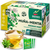 Hanan Muña Tea Bags - 100% Natural Andean Mint Herbal Tea from Peru, 25 Bags of Traditional Té de Muña del Perú, Caffeine-Free for Digestion, Fresh