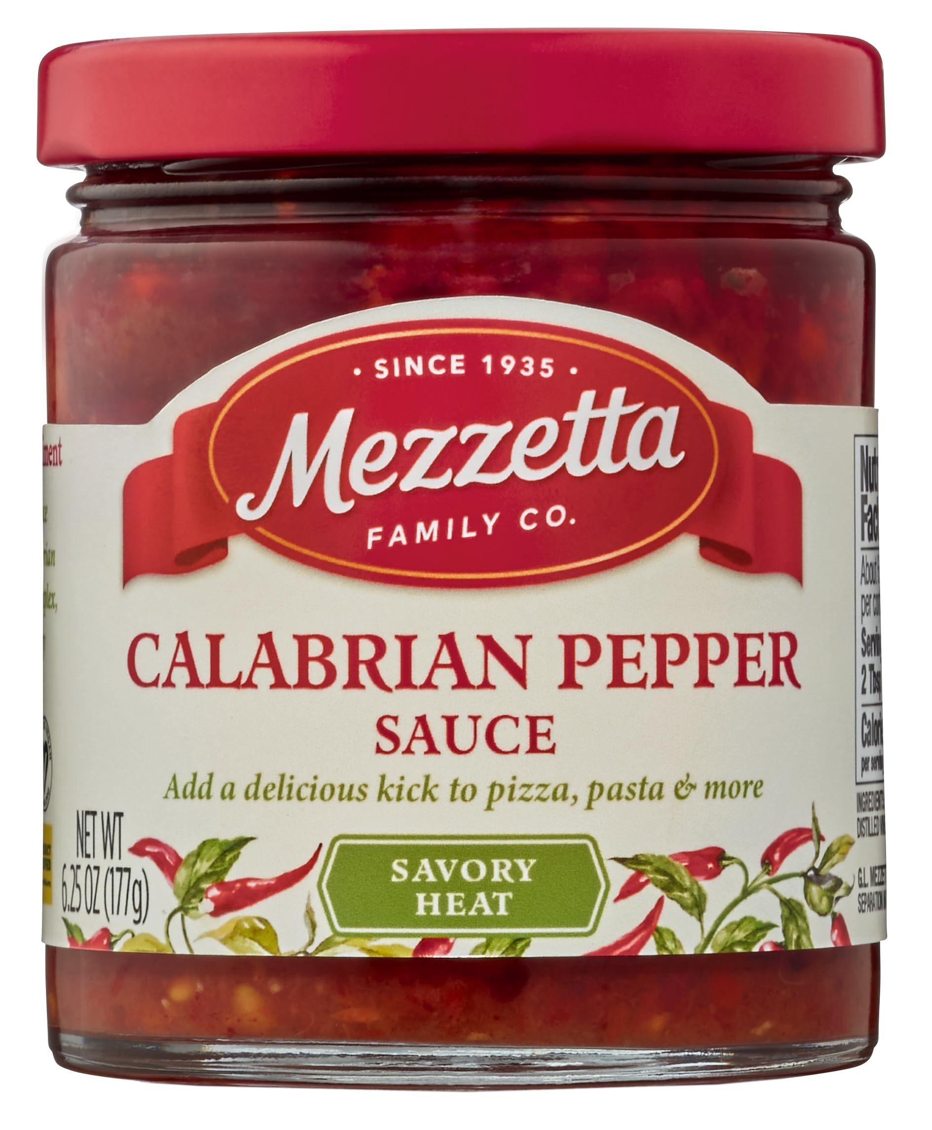 Mezzetta Calabrian Pepper Sauce - Fruity Fiery Flavor with Extra Virgin Olive Oil - Italian Ingredient for Pizza, Pasta, Sandwiches - Red Bell Pepper