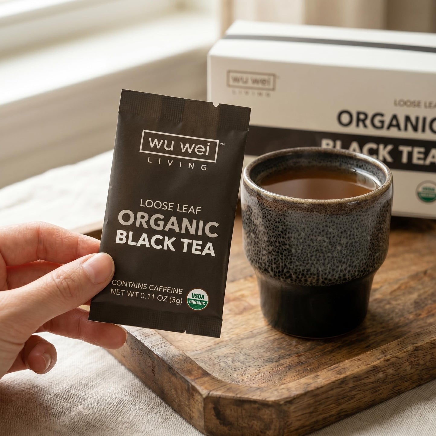 Organic Black Tea, USDA Certified, Mellow and Sweet, Single Serve Loose Leaf Black Tea (32-Pack)