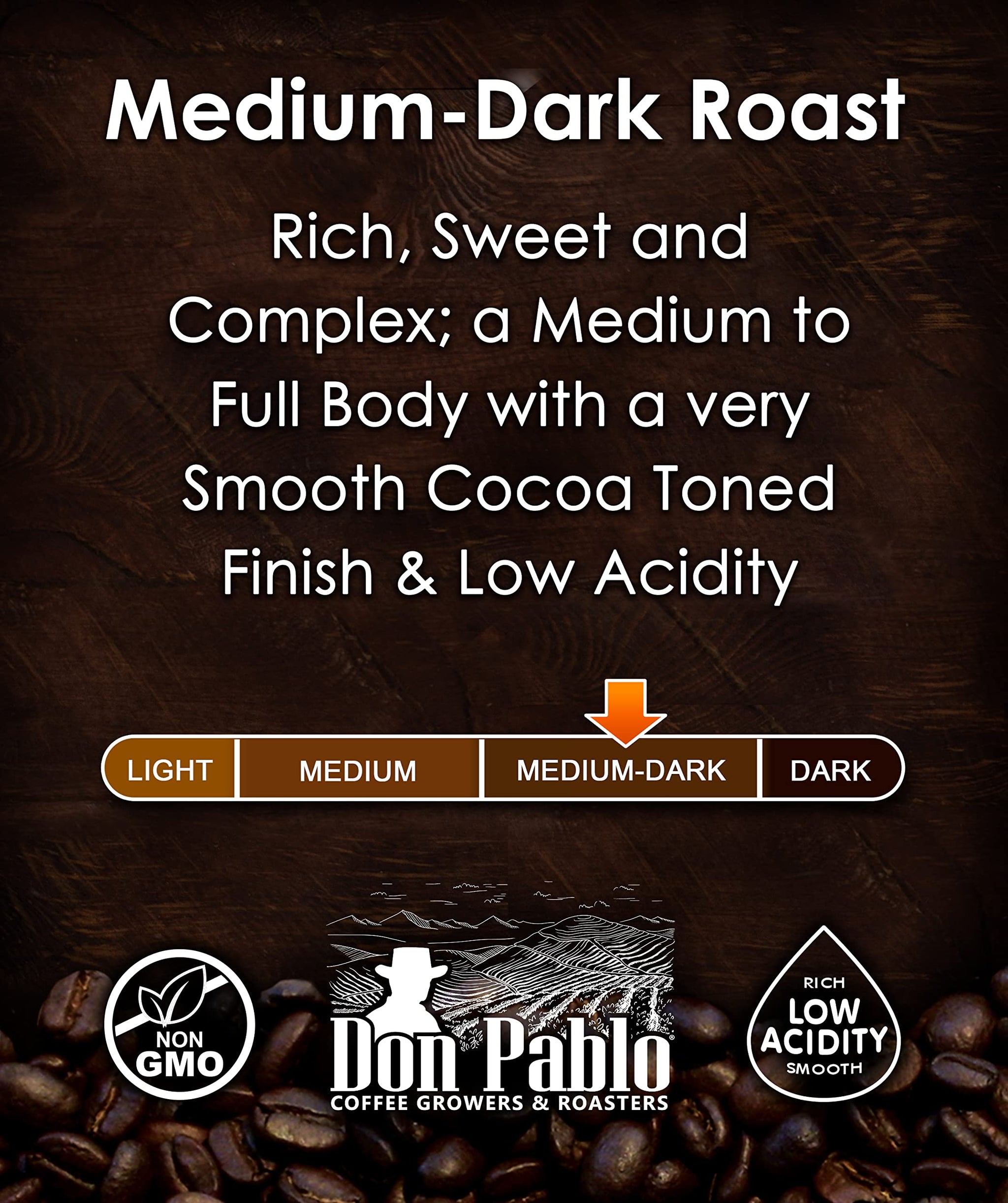 Don Pablo Gourmet Coffee - Signature Blend - Medium Dark Roast - Whole Bean Coffee - 100% Arabica Beans - Low Acidity and Non-GMO (2 Pound, Original)