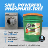 Ultra Fresh 3X Platinum 5 Gallon Laundry Detergent Liquid for All Machine Types with Easy Dispensing Pump, Up to 640 Loads, Original Green (2 Pack)
