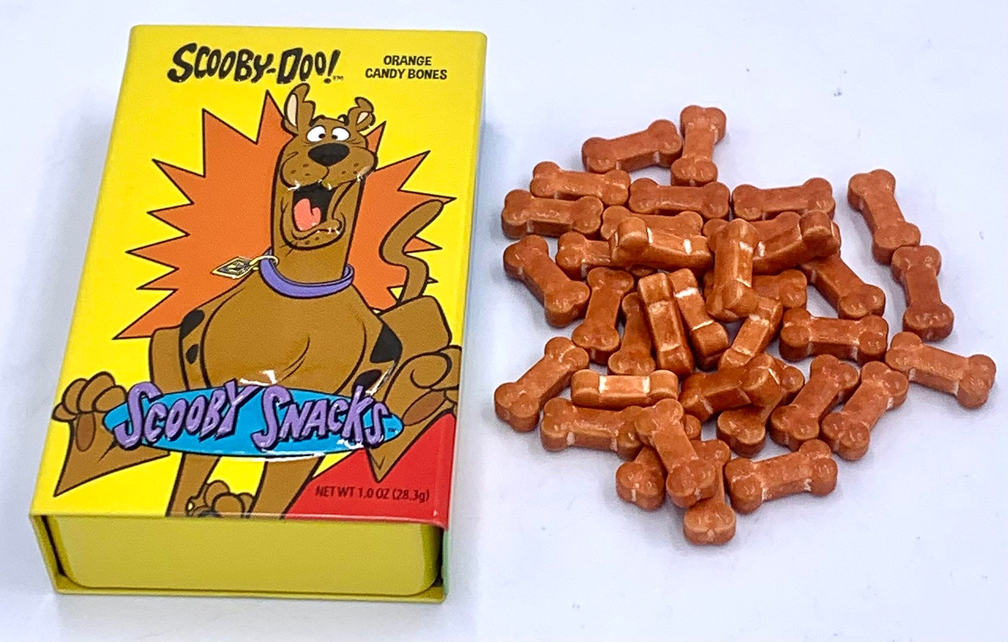 Boston America Scooby-Doo Scooby Snacks Orange Flavored Candy - (1) Collectible Slider Tin filled with Bone Shaped Candies
