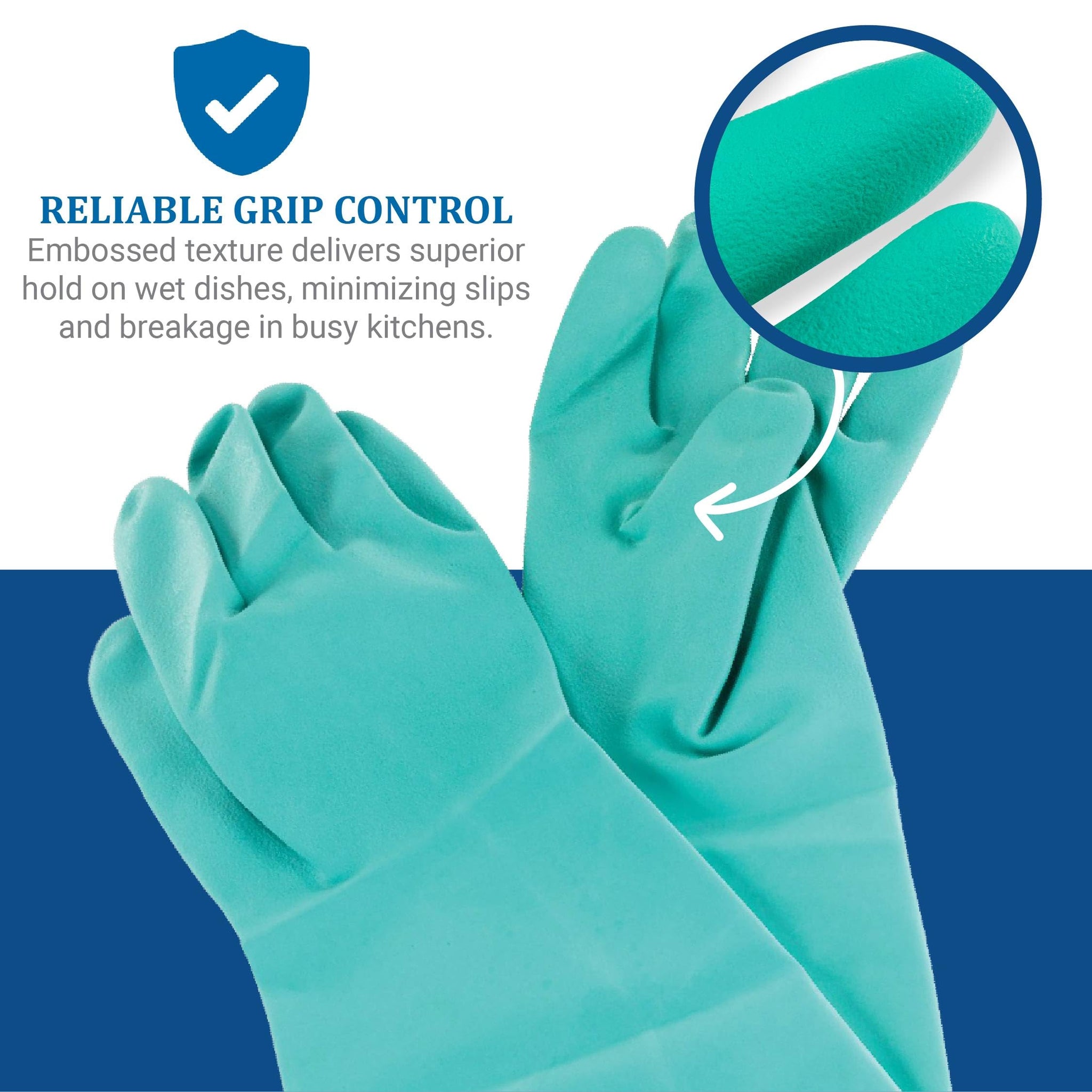 San Jamar 19NU-S Nitrile Elbow-Length Dishwashing Glove, Small (1 Pair)