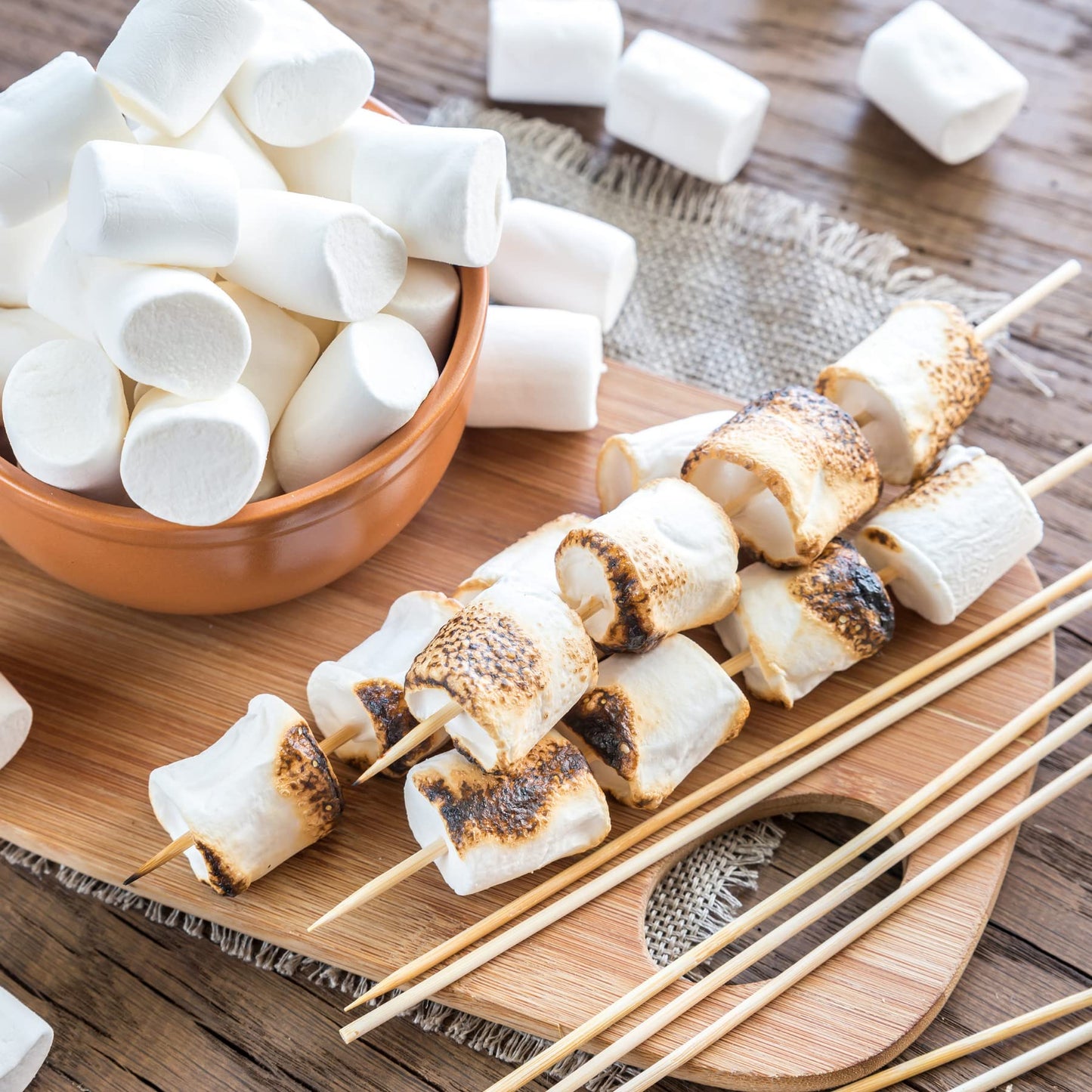 FireStix Case Pack 12 Pounds Bulk Campfire Marshmallows with (100) Roasting Sticks - (12) One Pound Bags of Large Campfire Marshmallows with 12"