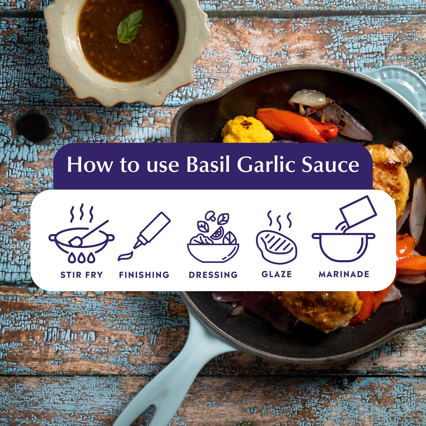 Watcharee's Thai Basil Garlic Sauce, Gluten Free, Vegan, Authentic Stir Fry, Dressing, Rice Seasoning, Condiment & Dipping Sauce - 7.4 oz Bottle (Pack