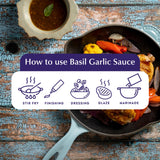 Watcharee's Thai Basil Garlic Sauce, Gluten Free, Vegan, Authentic Stir Fry, Dressing, Rice Seasoning, Condiment & Dipping Sauce - 7.4 oz Bottle (Pack