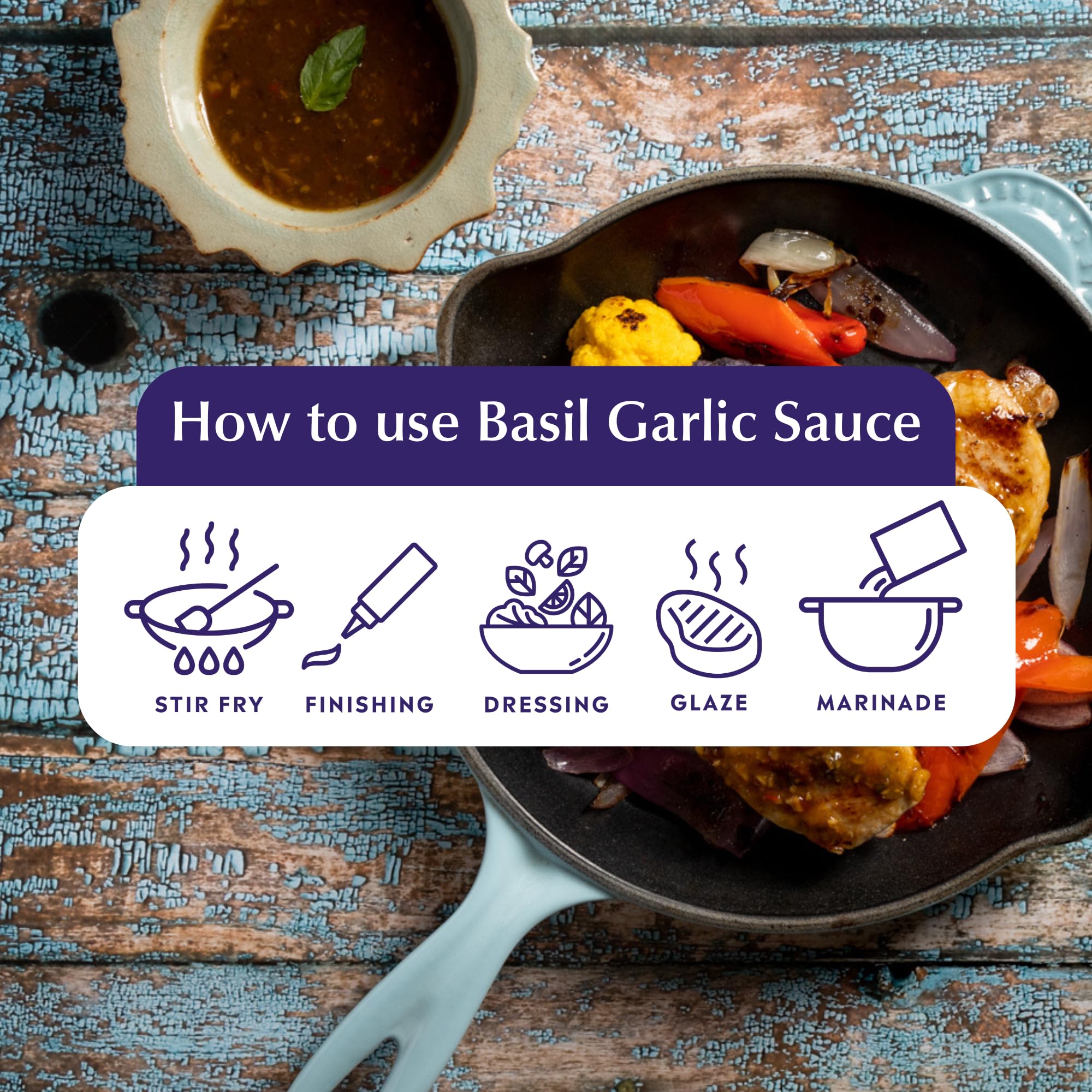 Watcharee's Thai Basil Garlic Sauce, Gluten Free, Vegan, Authentic Stir Fry, Dressing, Rice Seasoning, Condiment & Dipping Sauce - 7.4 oz Bottle (Pack