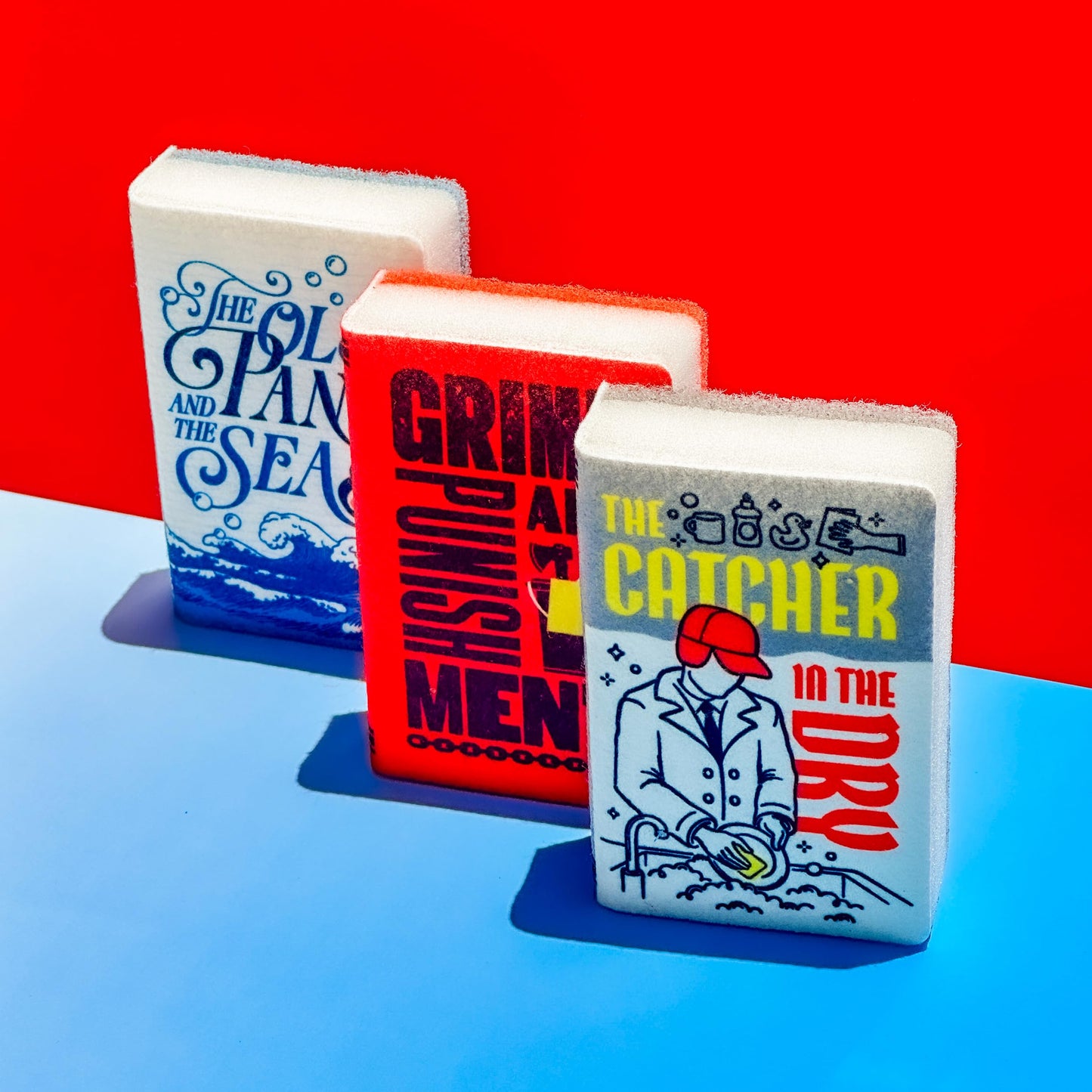 Genuine Fred Neat and Novel Chapter 2, Book Kitchen Sponges, Set of 3 Multi-Layer Sponges with Classic Book Cover Designs, Funny and Functional Gift