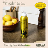 Graza Frizzle High Heat Cooking Oil Spray - Cooking Oil with a High Smoke Point & Neutral Flavor in a Spray Bottle for Frying, Baking & Grilling - Oil Made from 100% Olives - 5 oz (148ml)