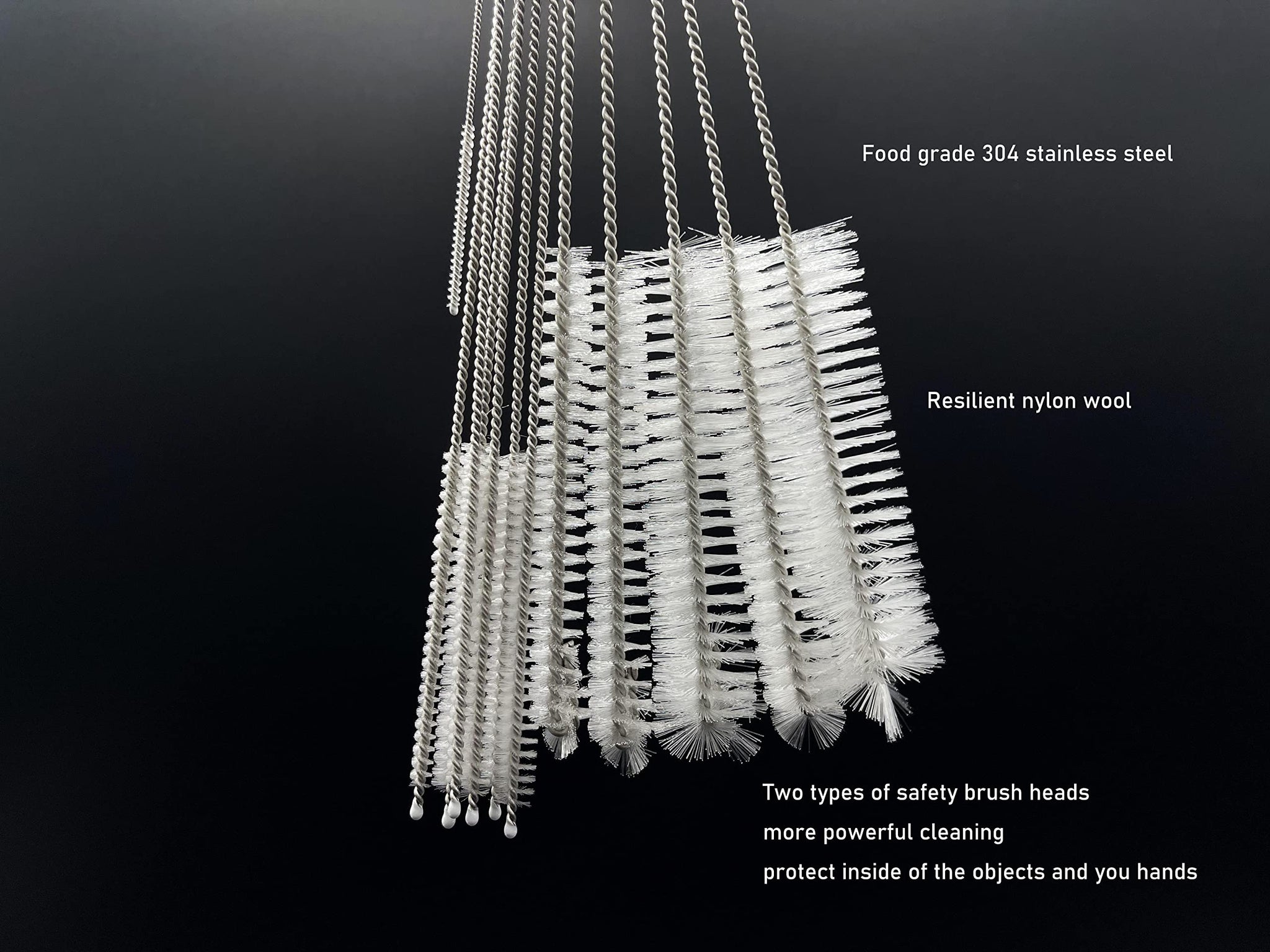 KINGSEM 12 PCS Straw Cleaner Brush kit with 2mm-25mm /6.5-10 INCH for Tube and Pipe.Tumbler, Sippy Cup, Bottle with Straw,Hummingbird feeders