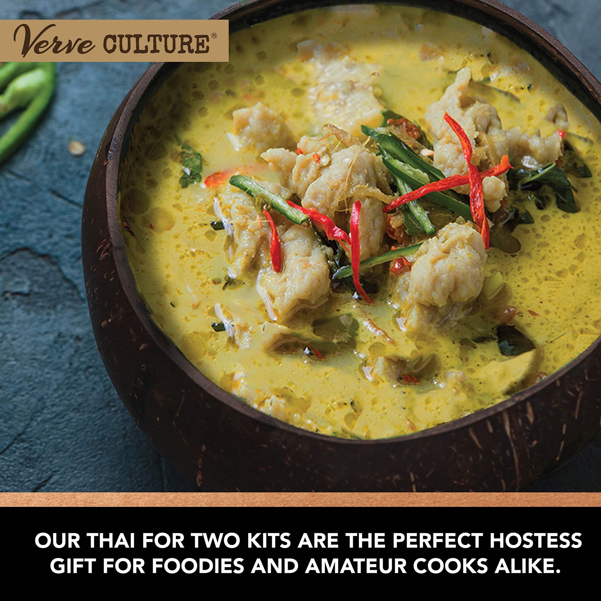Verve CULTURE Thai for Two Cooking Kit | USDA-Organic Green Curry Cooking Kit | Authentic Thai Cuisine | Unique Cooking Gift Set | Vegan, Gluten-Free