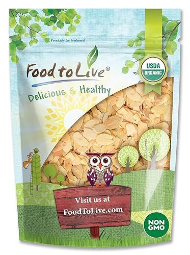 Food to Live - Organic Toasted Blanched Sliced Almonds, 12 Ounces - Unsalted & Dry Roasted, Premium Non-GMO Almond Nuts, Perfect for Salads, Snacks