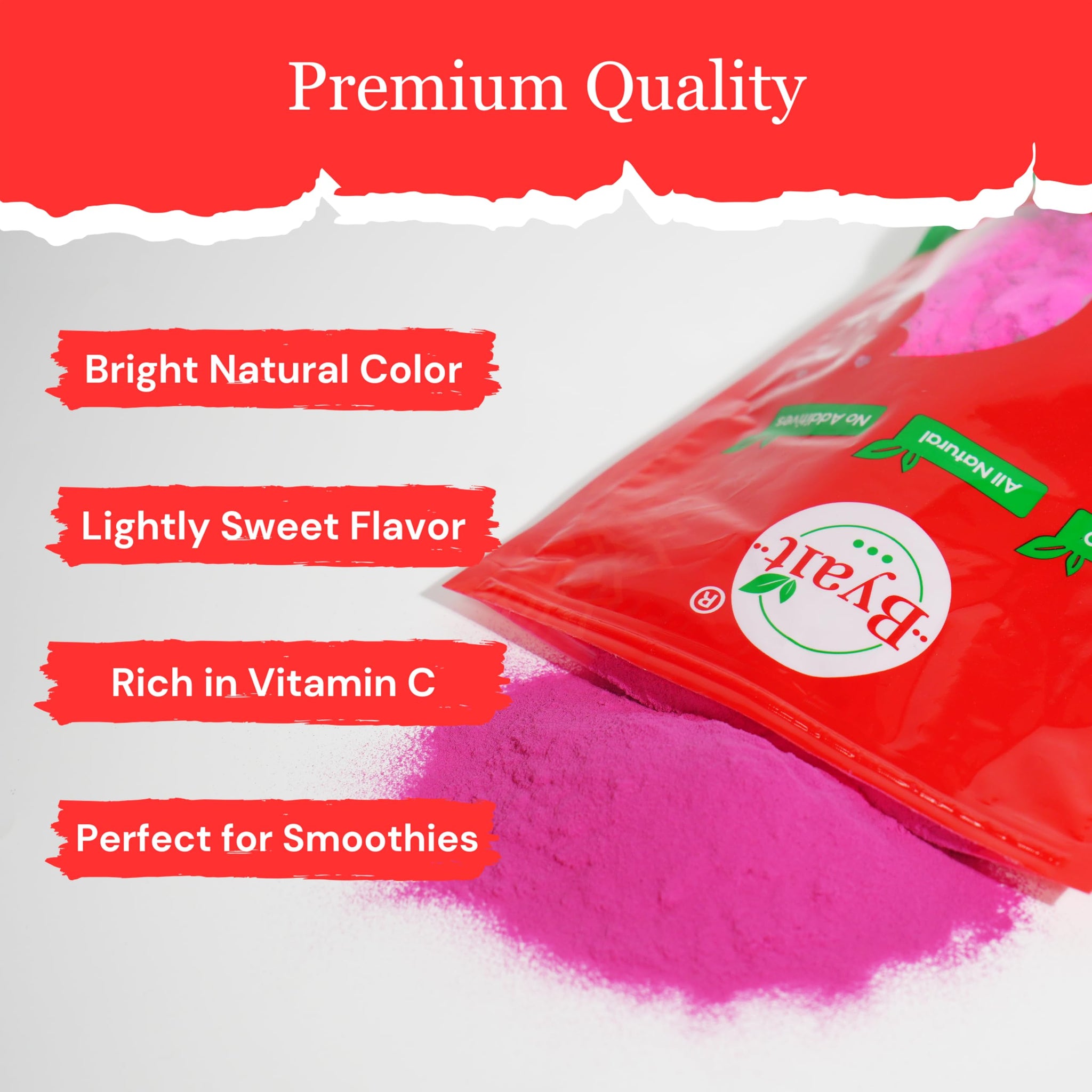 Byait Freeze Dried Dragon Fruit Powder 16 Oz, Fine Pitaya Powder for Food Coloring, Baking, Smoothies, Drinks, Ice Cream, Cocktails, Vegan, Non-GMO