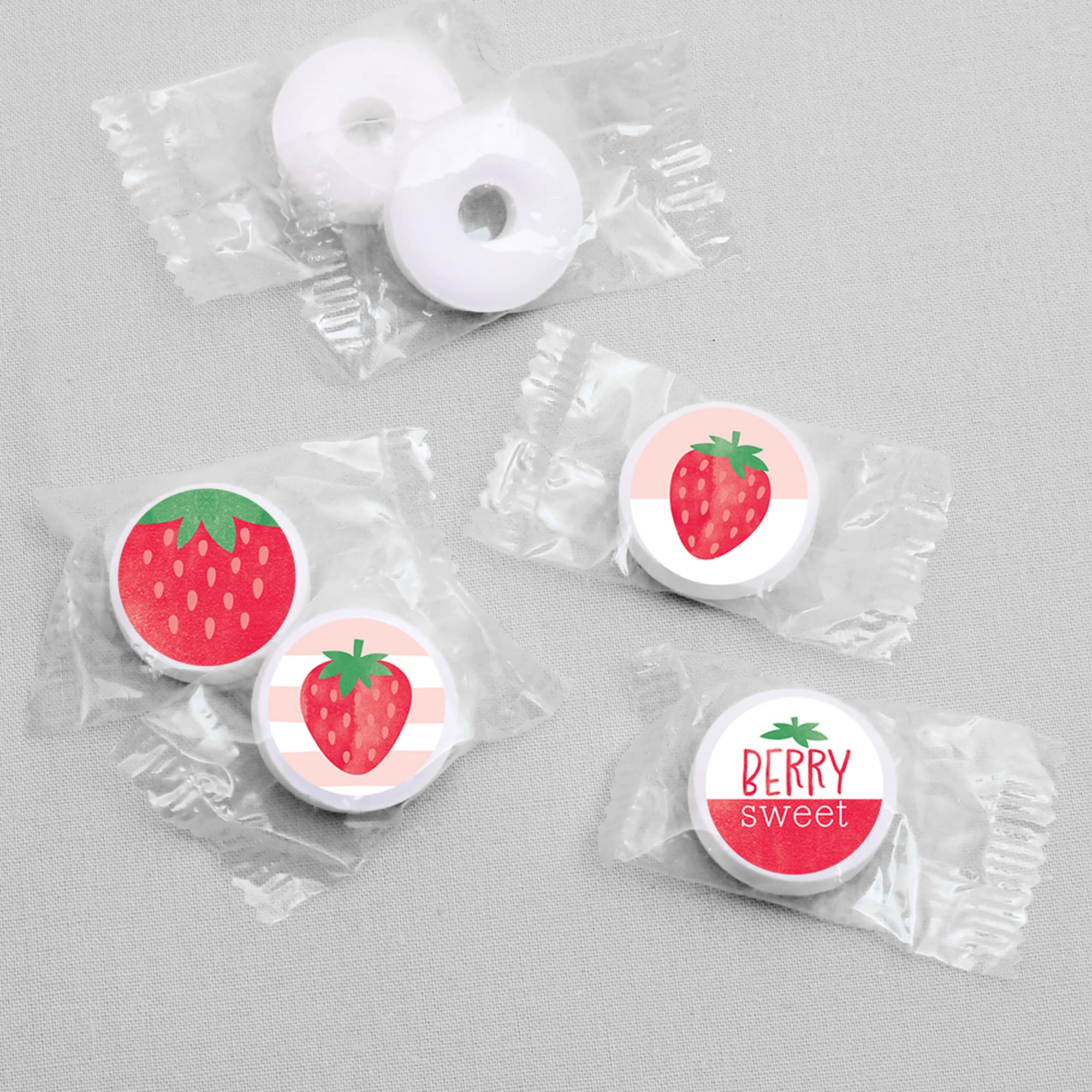 Big Dot of Happiness Berry Sweet Strawberry - Fruit Themed Birthday Party or Baby Shower Round Candy Sticker Favors - Labels Fit Chocolate Candy (1