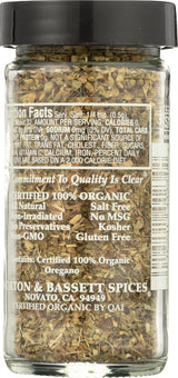 Morton & Bassett 100% Organic Oregano | Bold, Herbaceous Flavor for Italian, Greek & Mexican Cuisine | Gluten Free, Salt Free, Non-GMO | 0.6 oz Jar