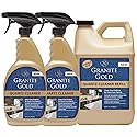 Granite Gold Quartz Cleaner Spray for Caesarstone, Cambria, Silestone and All Other Quartz Countertop Surfaces, 64 Fluid Ounces and 2 x 24 Fluid