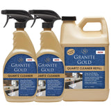Granite Gold Quartz Cleaner Spray for Caesarstone, Cambria, Silestone and All Other Quartz Countertop Surfaces, 64 Fluid Ounces and 2 x 24 Fluid