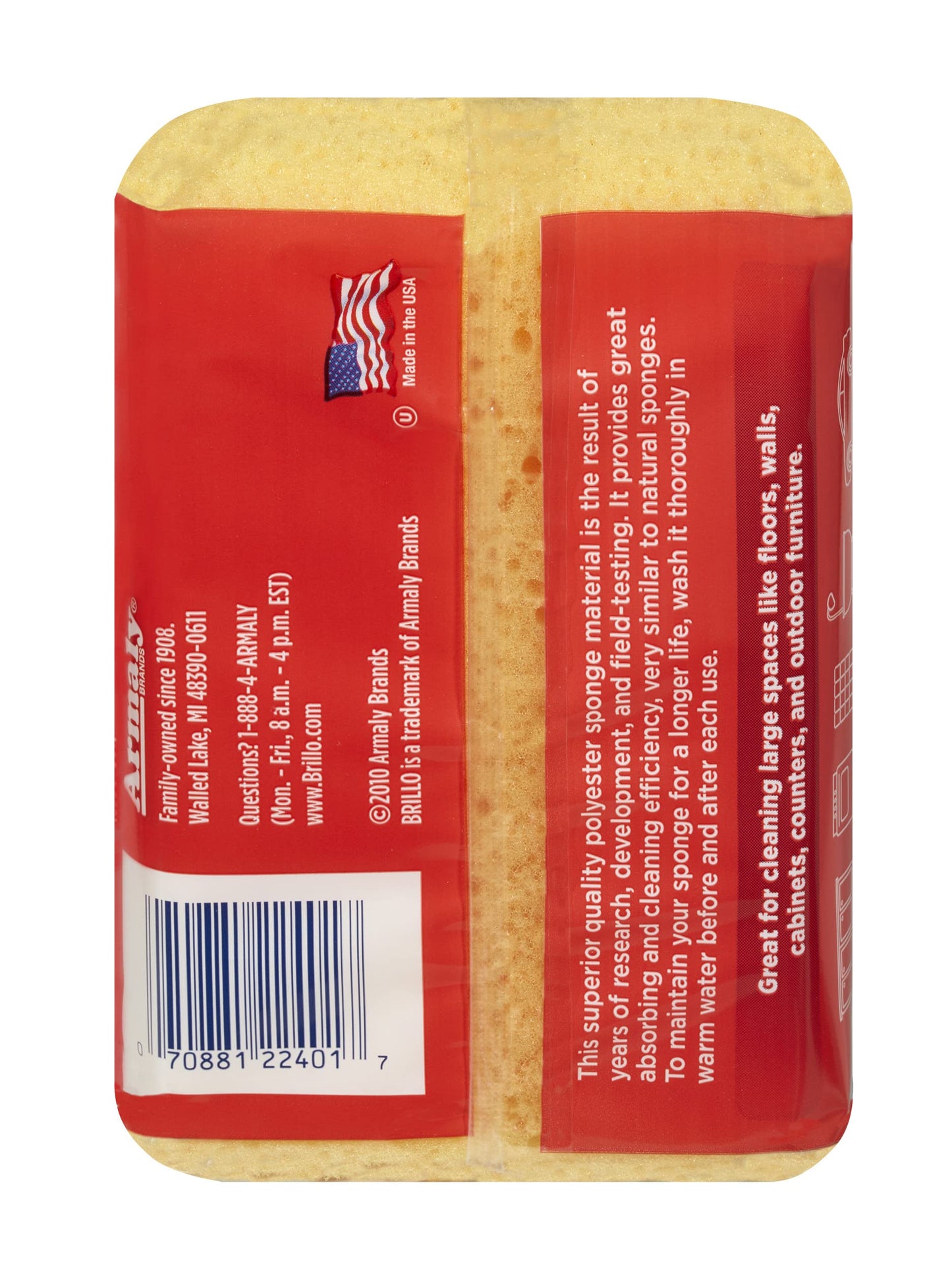 Brillo Multi-Purpose Heavy Duty Household Sponge, Strong, Long Lasting (Multi-Purpose Heavy Duty, 1 Count (Pack of 1))