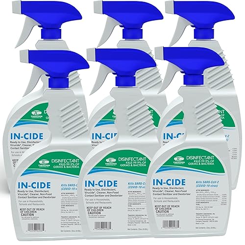 Theochem In-Cide Disinfectant Spray - Kills 99.9% of Germs, Mold, Mildew and MRSA - Multi-Surface Cleaner for Home, School & Hospital - Lavender Scent