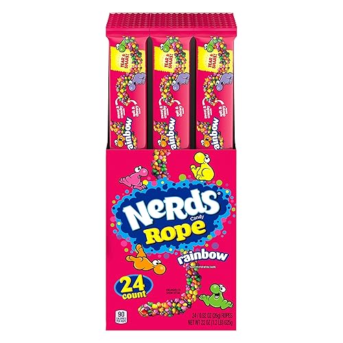 Nerds Rainbow Rope Candy 24 x 26g Packets, 624g/2.4 lb