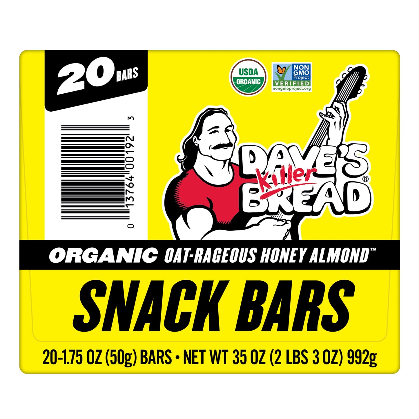 Dave's Killer Bread Oat-Rageous Honey Almond Organic Snack Bars, 20 Individually Wrapped Snack Bars
