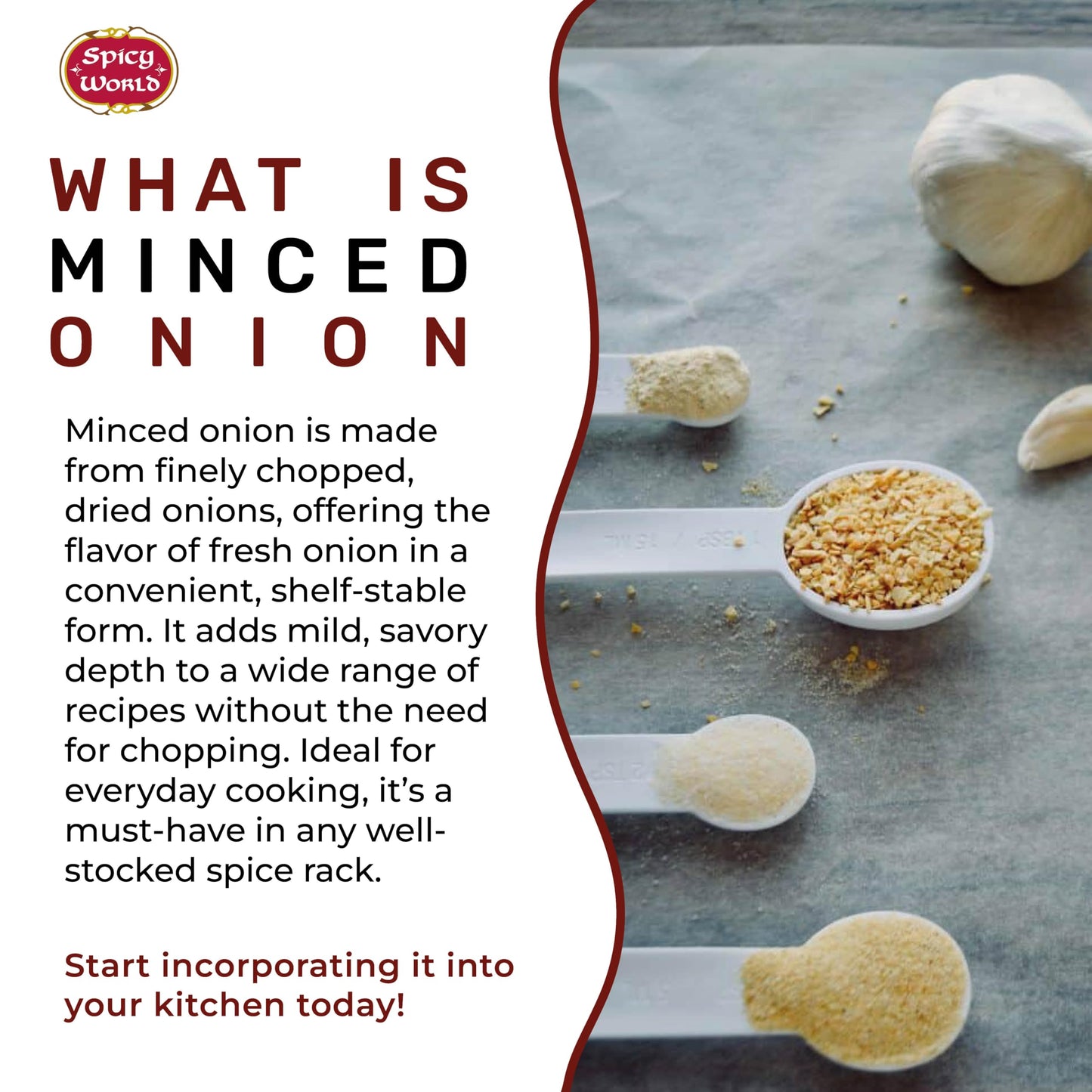 Spicy World Minced Onion 4 LB Jar - Gluten Free, Bulk Dehydrated Chopped Onions for Cooking, Dried Onion Flakes, Non-GMO, Long Shelf Life, Great