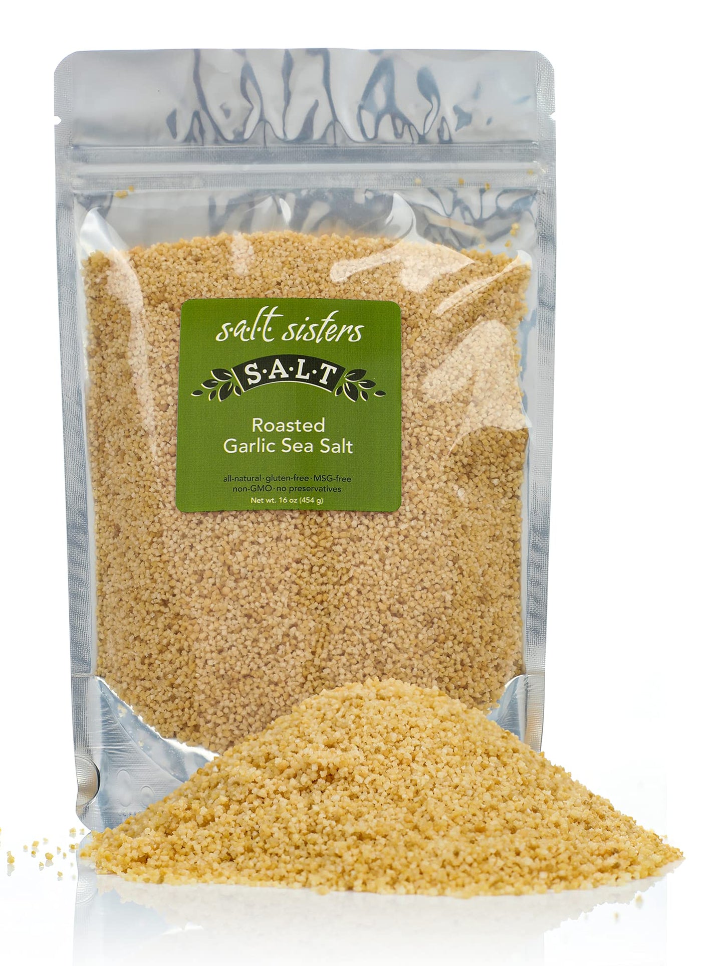 s.a.l.t. sisters Roasted Garlic Sea Salt | All-Natural, Gluten Free, MSG Free, Non-GMO | Easily Dissolvable Roasted Garlic Infused Coarse Sea Salt |