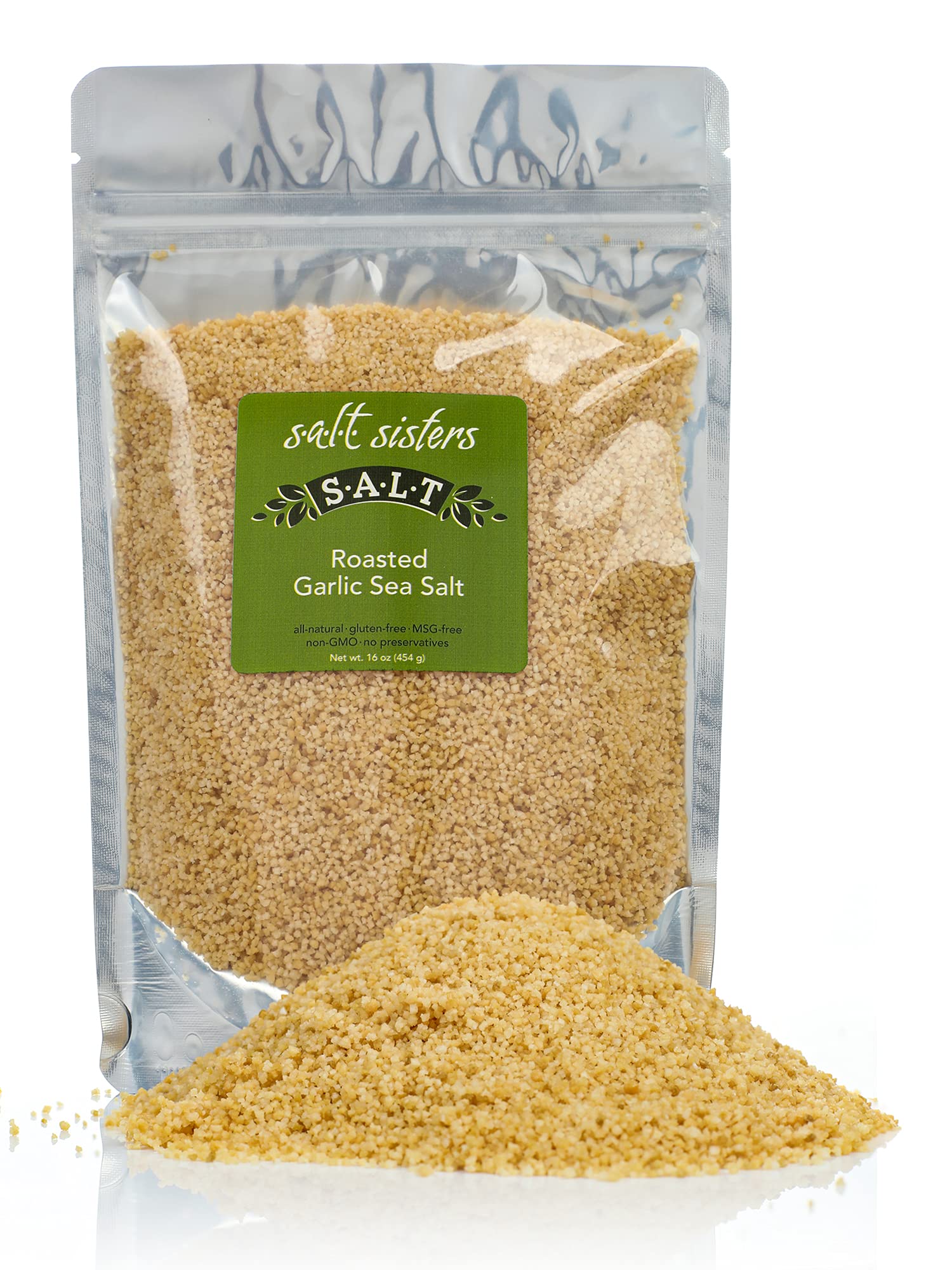 s.a.l.t. sisters Roasted Garlic Sea Salt | All-Natural, Gluten Free, MSG Free, Non-GMO | Easily Dissolvable Roasted Garlic Infused Coarse Sea Salt |