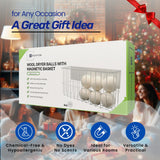 6 XL Wool Dryer Balls & Magnetic Dryer Ball Holder - Natural Fabric Softener, Reusable, Reduces Clothing Wrinkles and Saves Drying Time - Dryer Ball