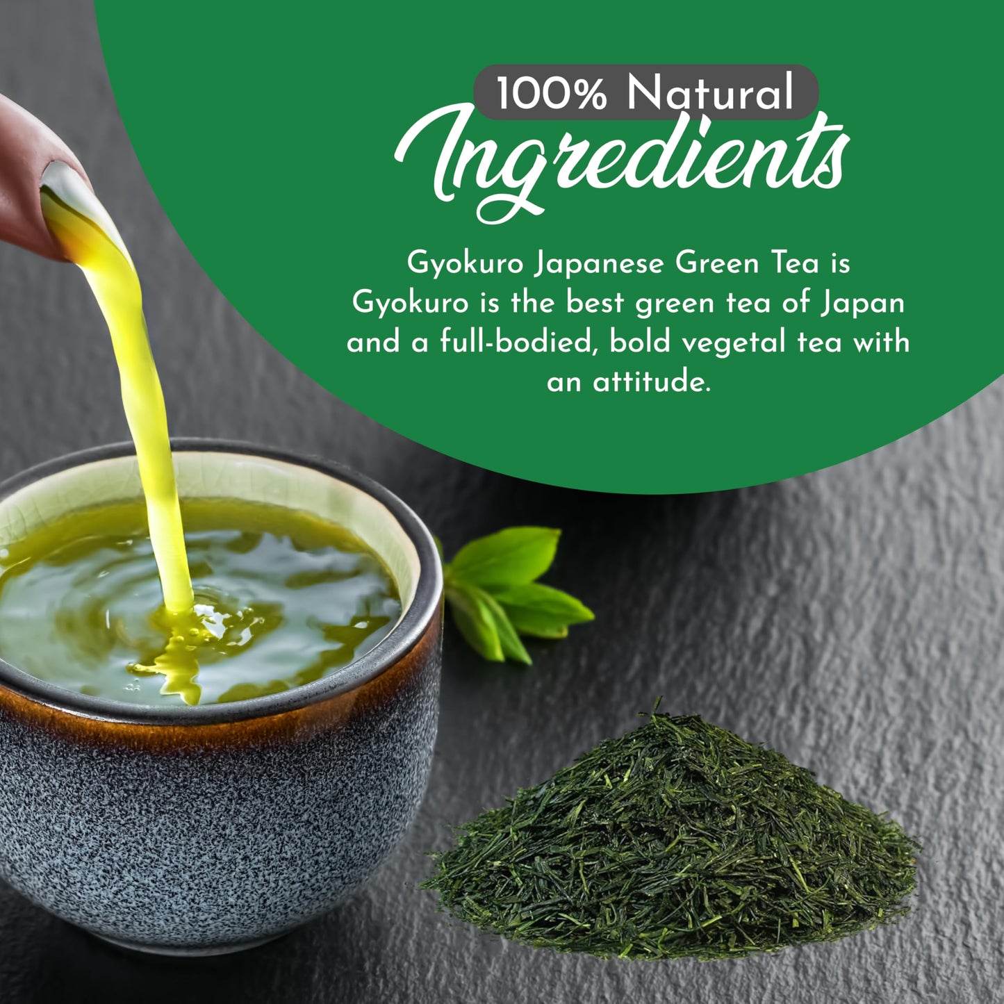 Greenhilltea Premium Gyokuro Japanese Green Tea finest green tea loose leave tea - 4 OZ Tea Bag.