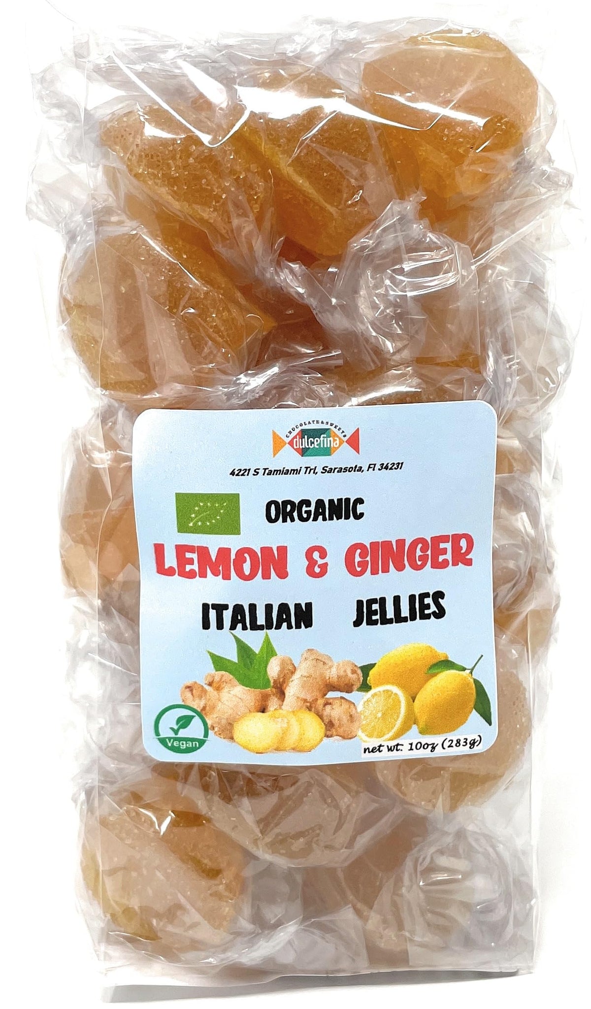 Italian Gelees Assortment - Total wt. 40(Oz), Include: 1 pck of Organic Ginger Honey Gelees, 1 pck of organic Ginger Pear gelees, 1 pck of Organic