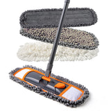 CLEANHOME Mops for Floor Cleaning with 3 Different Washable Pads and Extendable 55” Long Handle, Multifunction Dust Mop for Hardwood,Marble,Tile Floor