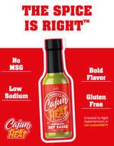 Cajun Nation CAJUN HEAT Jalapeno Hot Sauce 5oz - Bold Green Pepper Flavor with No MSG - Authentic Louisiana Style Heat from the Cajun Coast - Low