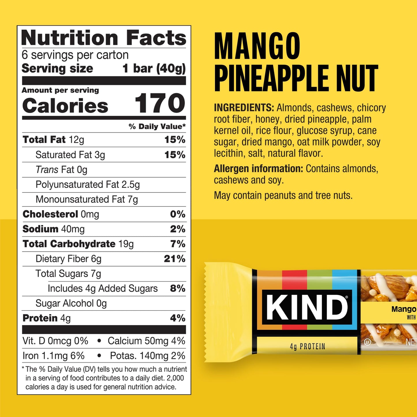 KIND Healthy Snack Bars, Mango Pineapple, Strawberry Sunflower Seed, Cranberry Almond, Gluten Free, High Fiber Snacks, 18ct
