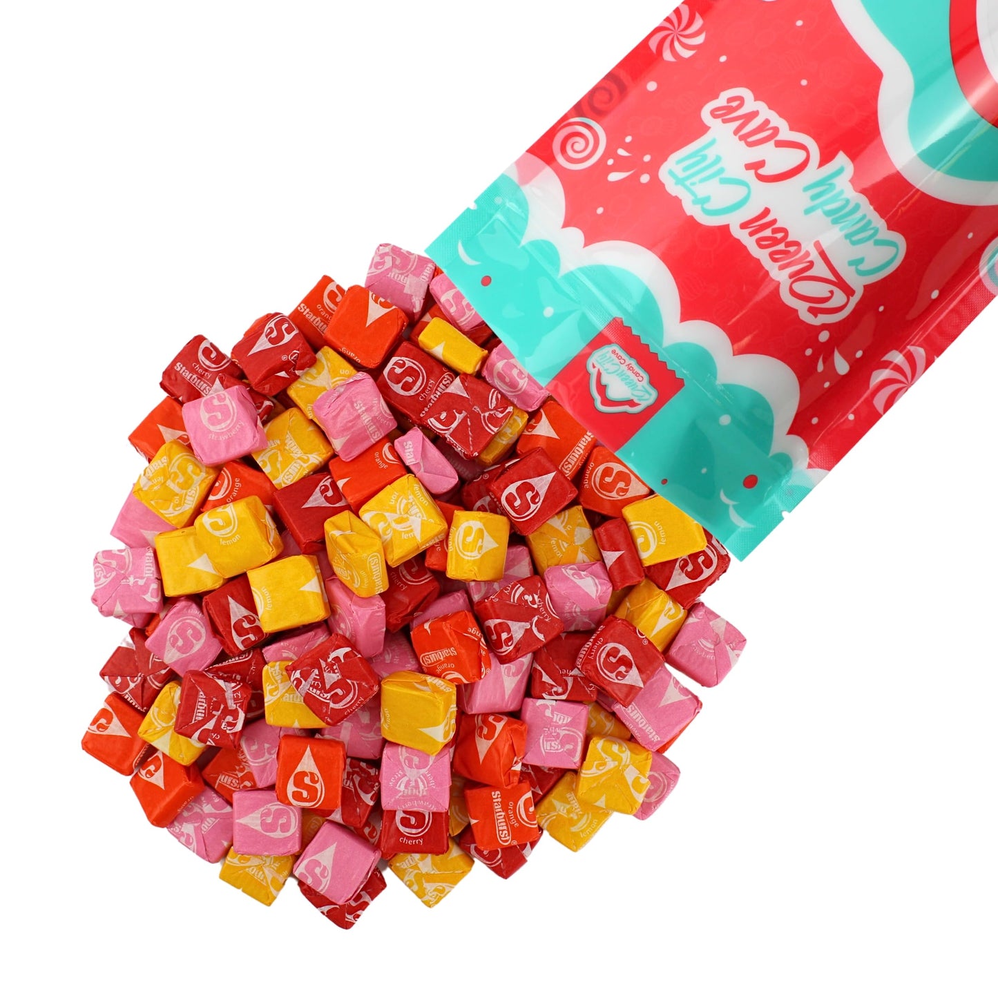 Original Star Candy Bulk- Fruity Chewy Individually Wrapped Pink, Red, Orange, and Yellow burst Fun Size Candy (1 Pound)