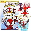 Spidey and His Amazing Friends Birthday Party Favor, Individually Wrapped Lollipop Rings, Ghost-Spider, and Miles Morales Decorated Suckers, Box of 18